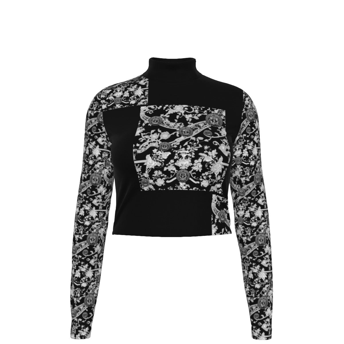 12k Royalty Women's Turtleneck T-shirt With Long Sleeve /BLK