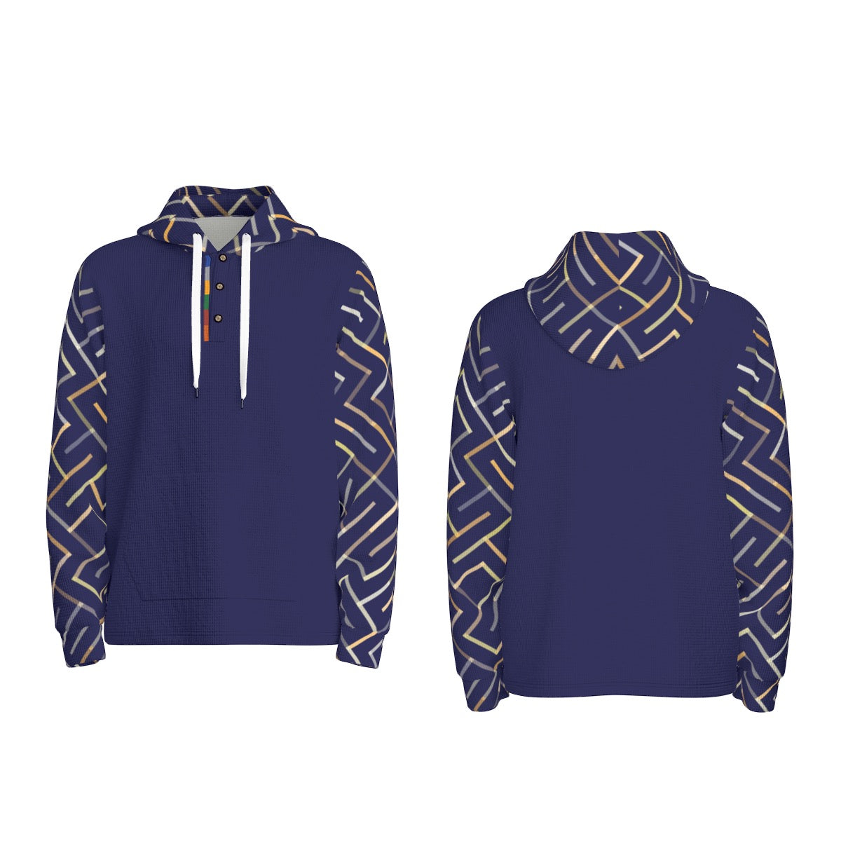 12k Navy Men's Half Button Hoodie