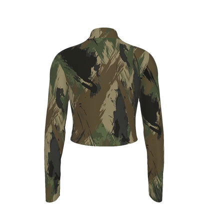 12k Camo Print Women's Turtleneck T-shirt With Long Sleeve