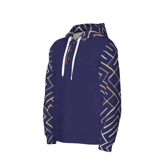 12k Navy Men's Half  Button Hoodie