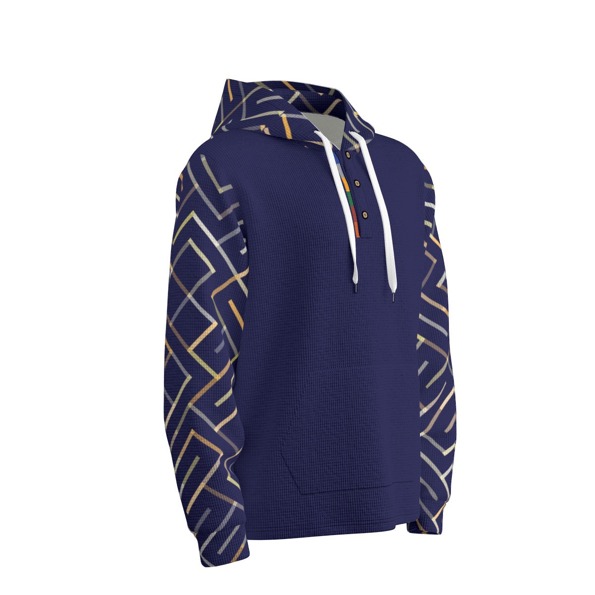 12k Navy Men's Half  Button Hoodie